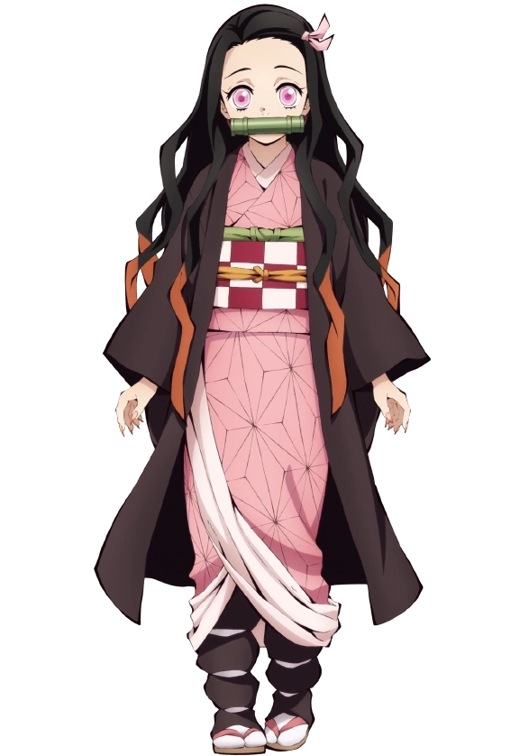 Nano Banana AI transformation of Kamado Nezuko character, showcasing consistent character features with AI-enhanced styling - Original 1