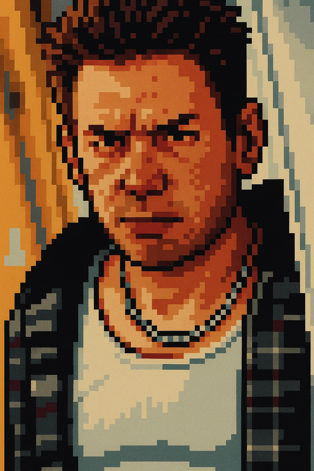 Pixel style transformation of a photo of a man - After